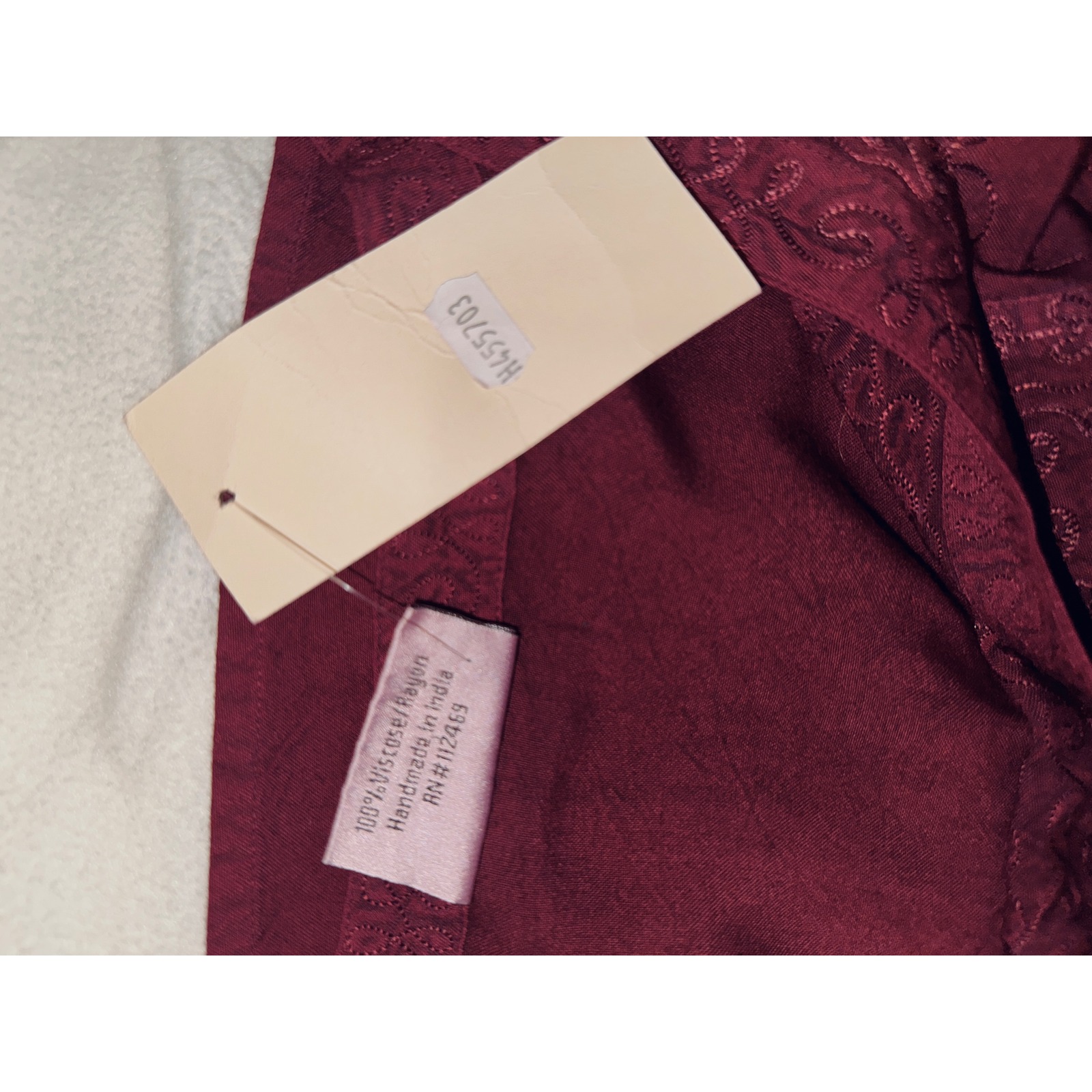 Holy Clothing 3x Burgundy Embroidered Tunic Top Rayon Boho Ren Faire Peasant Nwt — image 8 of 8